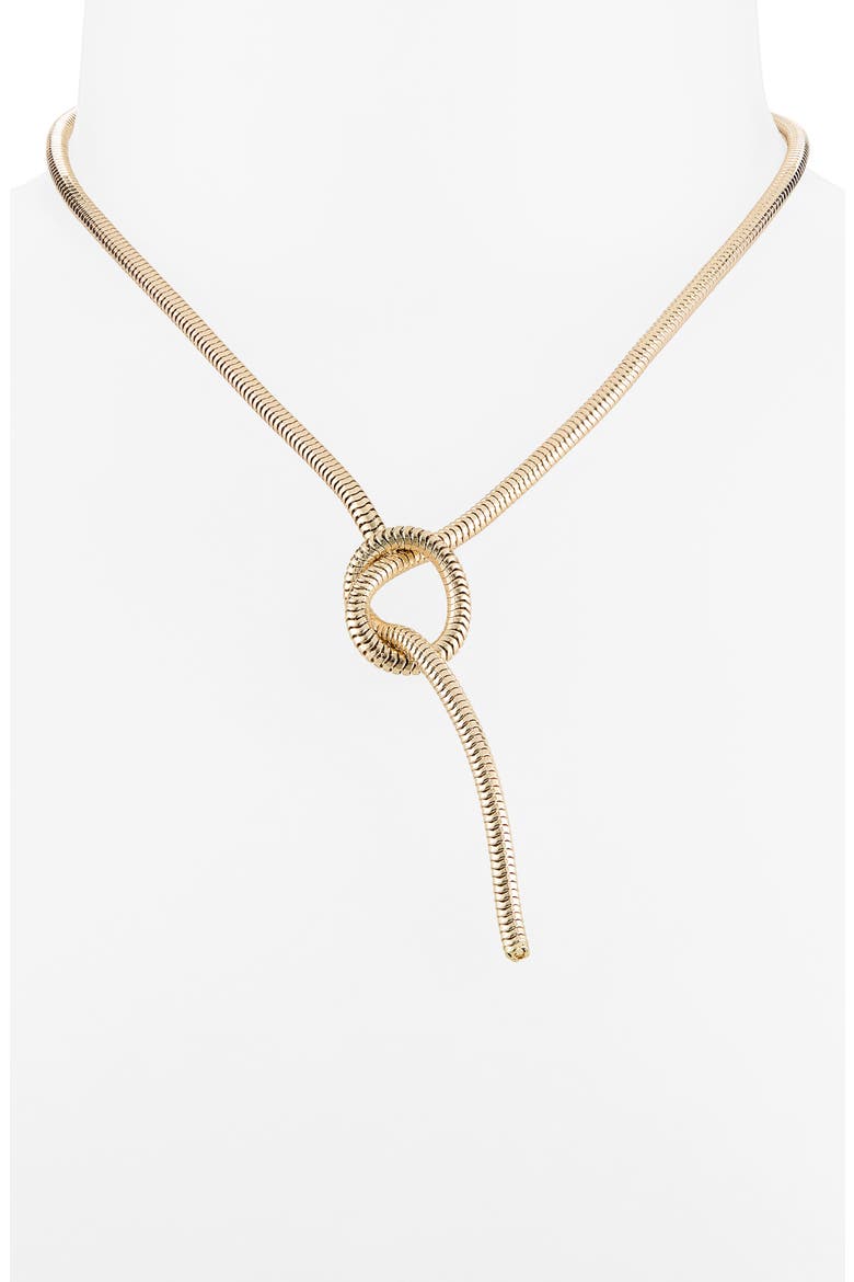 Snake Chain Knot Y-Necklace, Alternate, color, GOLD