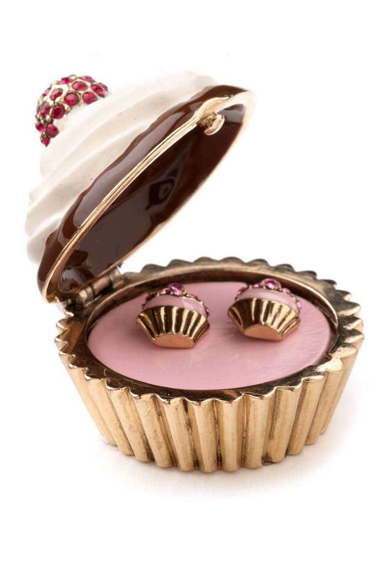 'Puff' Earrings & Jewelry Box, Main, color, CUPCAKE STUDS