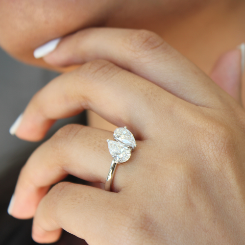 Luvmyjewelry Twin Flames 14k Gold Pear Cut Lab Grown Diamond Toi Et Moi Ring In 14k White Gold
