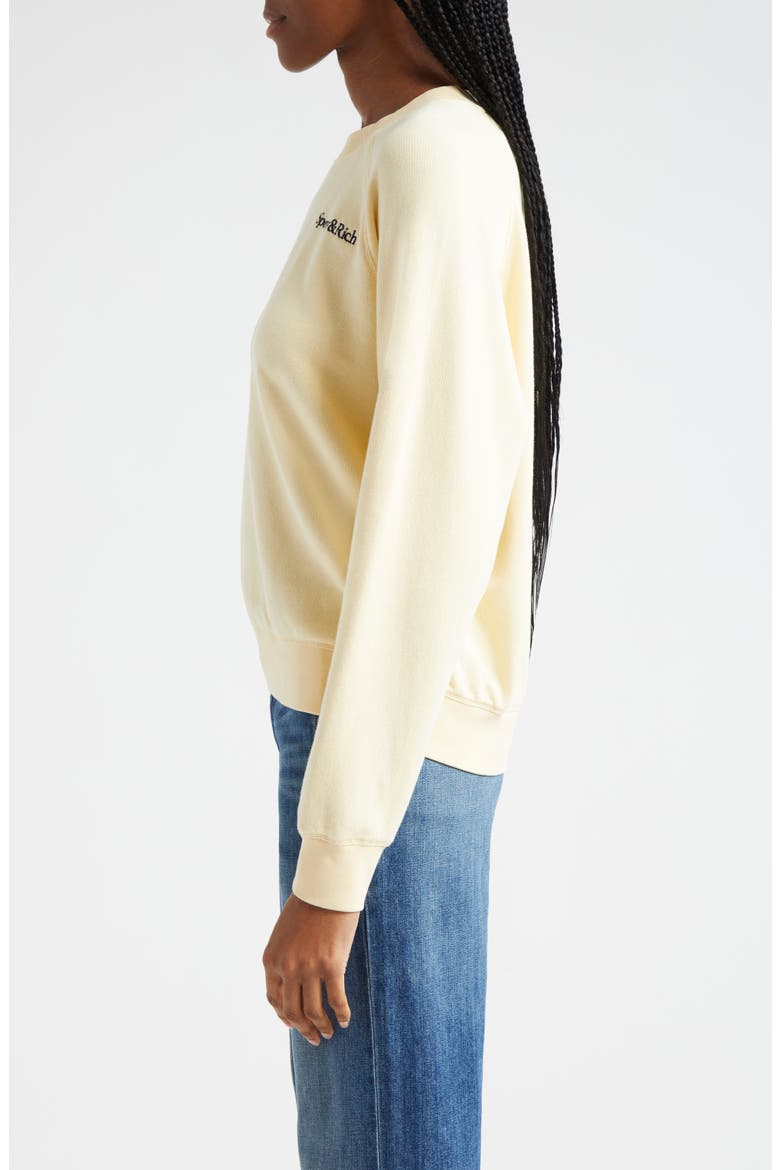 Embroidered Logo Cotton Graphic Sweatshirt, Alternate, color, ALMOND
