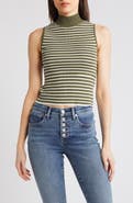 Madewell Stripe Mock Neck Wide Rib Sweater Tank