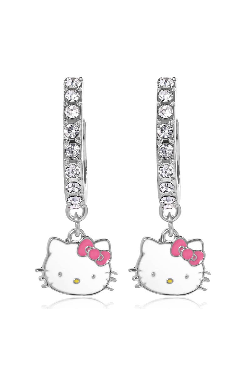 Hello Kitty Fashion Charm Hoop Earrings, Alternate, color, Silver