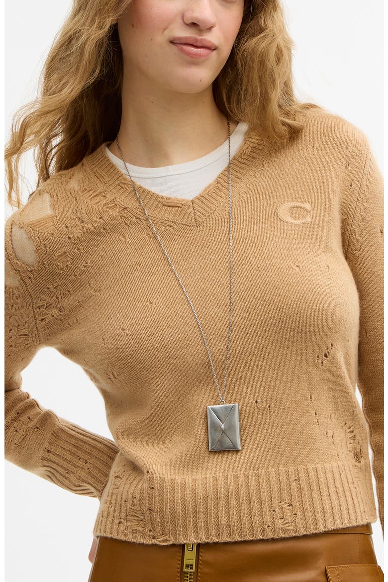 Runway Envelope Long Necklace, Alternate, color, ANTIQUE SILVER