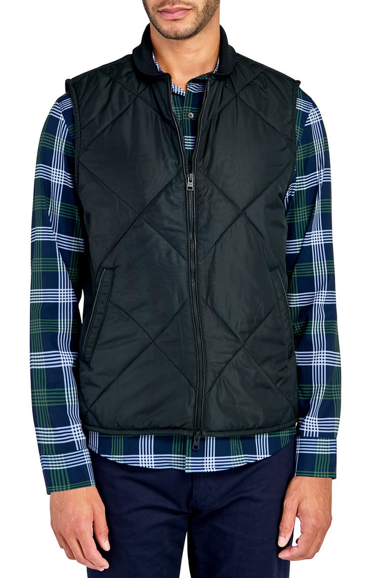 Solid Quilted Vest, Main, color, BLACK