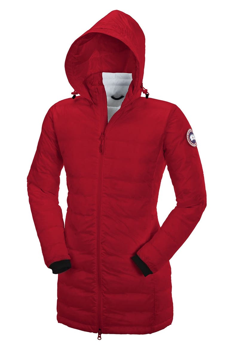 'Camp' Slim Fit Hooded Packable Down Jacket, Alternate, color, RED