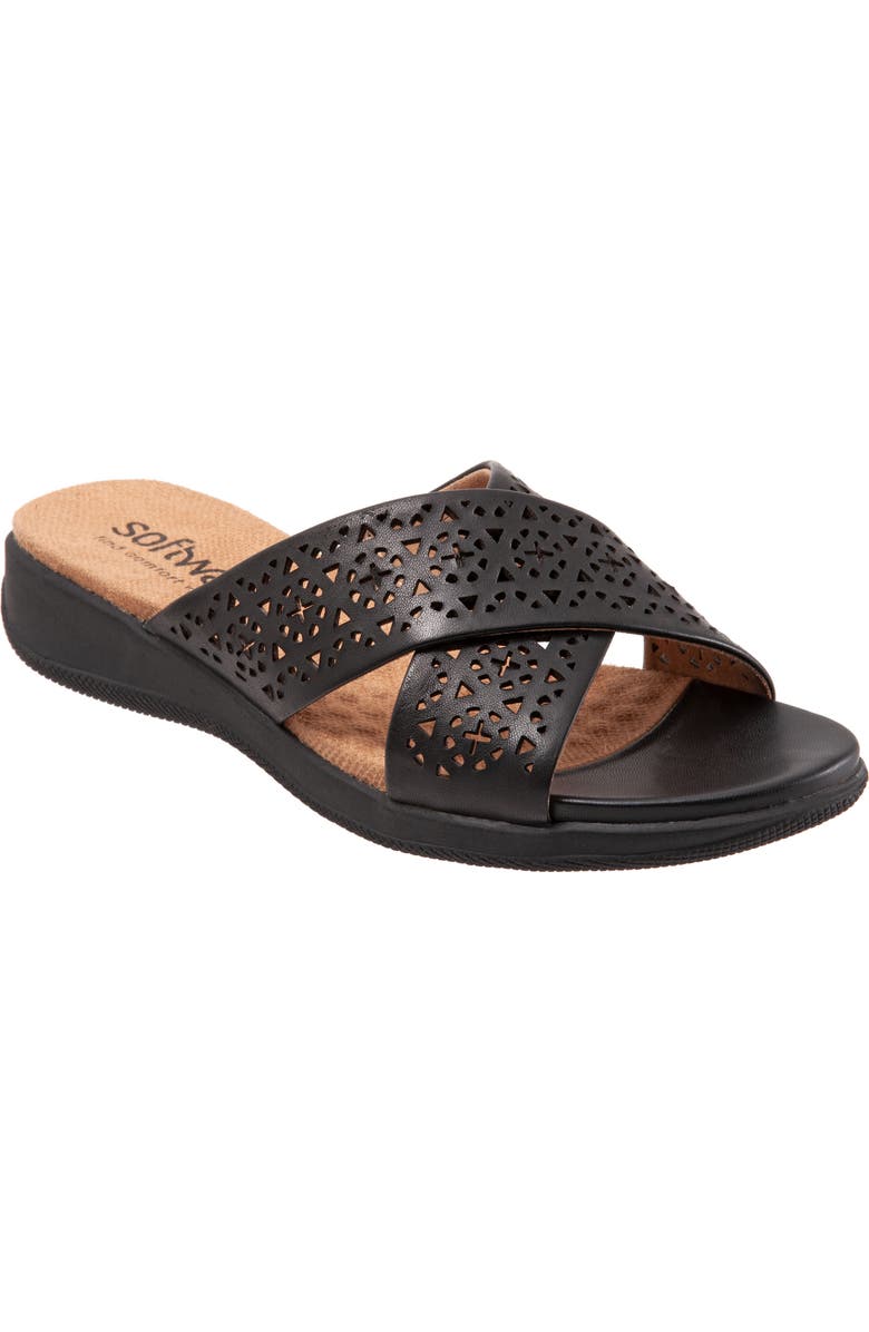 SoftWalk<sup>®</sup> Tillman Leather Cross Strap Slide Sandal, Main, color,