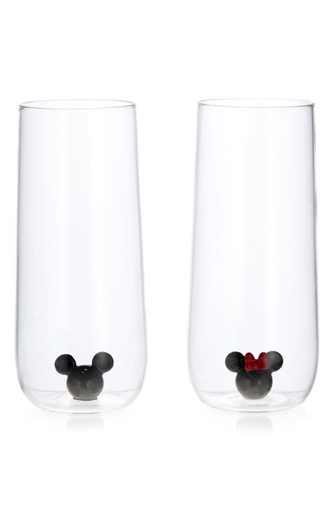 x Disney Mickey & Minnie 3D Icon Set of 2 Drink Glasses