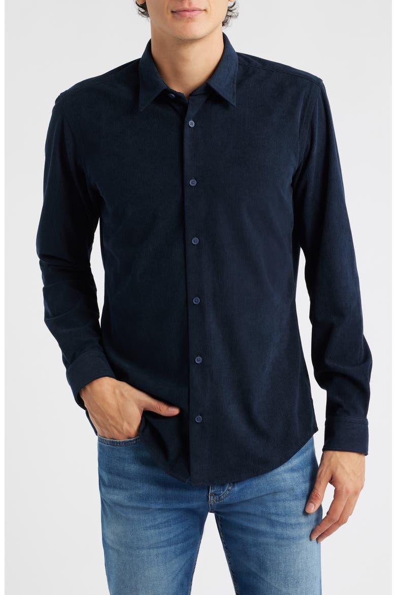 Roan Kent Corduroy Button-Up Shirt, Main, color, DARK BLUE