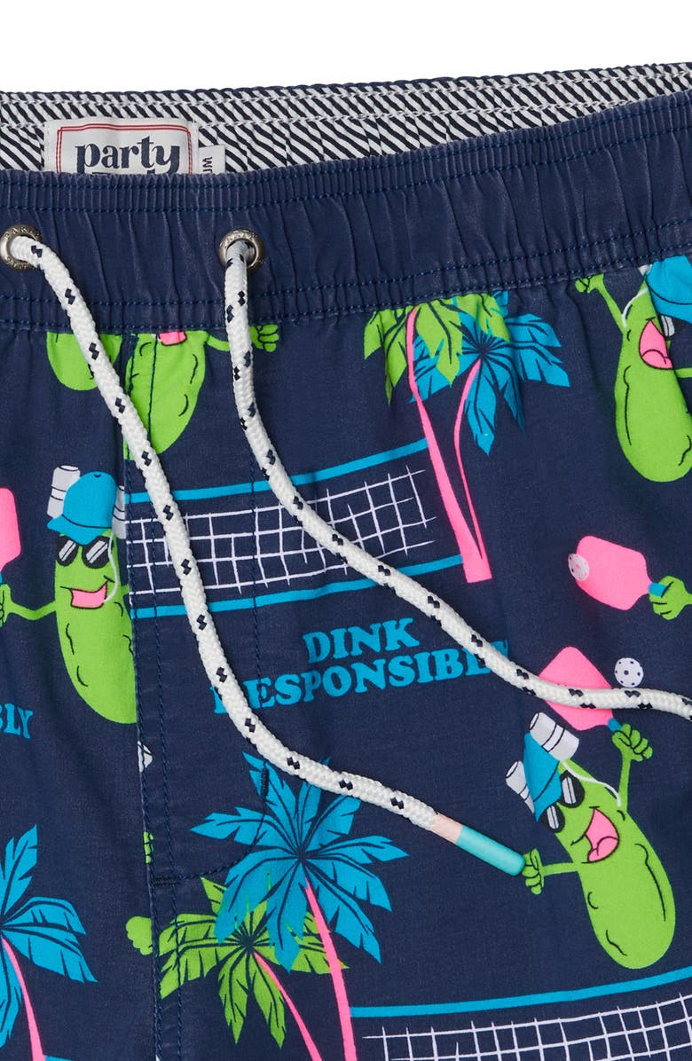 Party Pants Dink Responsibly Swim Trunks, Alternate, color, Navy Blue