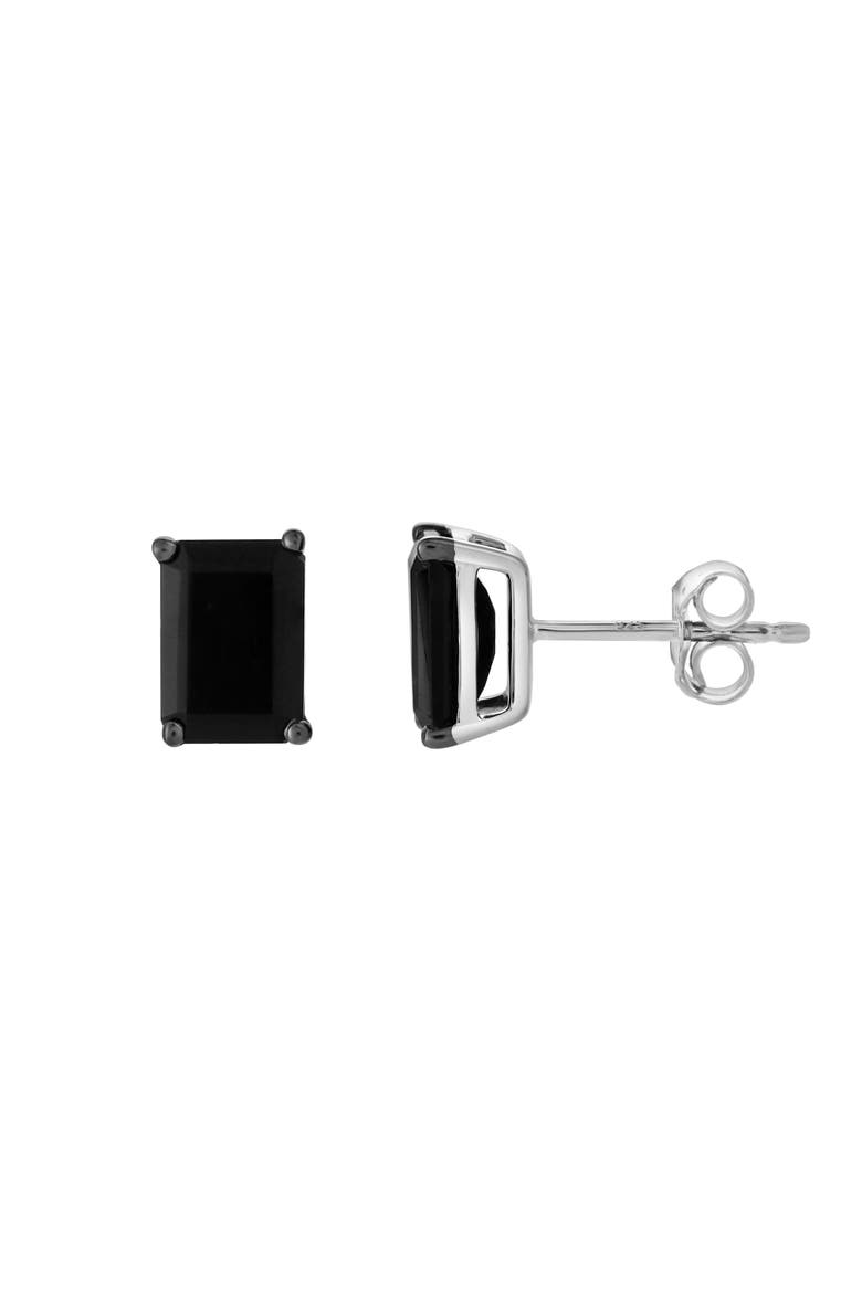 Kova 1.55CT Emerald Cut Black Spinel Stud Earrings 925 Silver, Main, color, Sterling Silver