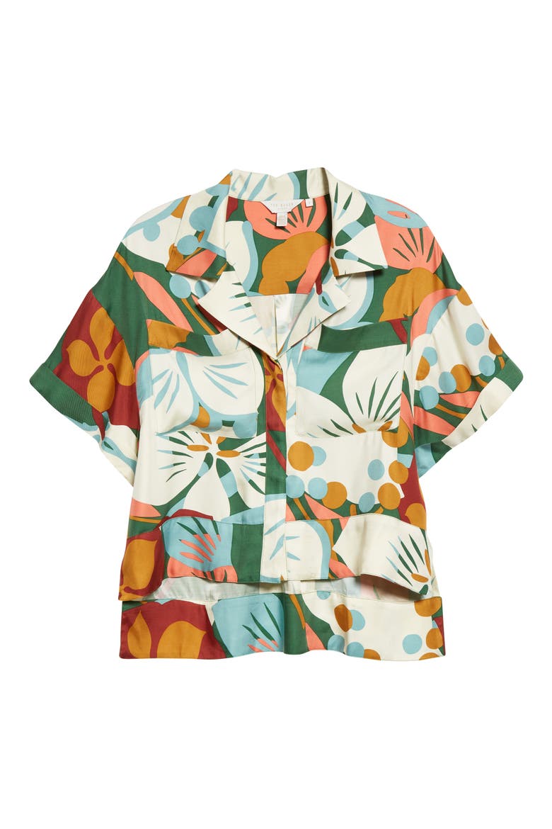 Talah Boxy Button-Up Shirt, Alternate, color, GREEN
