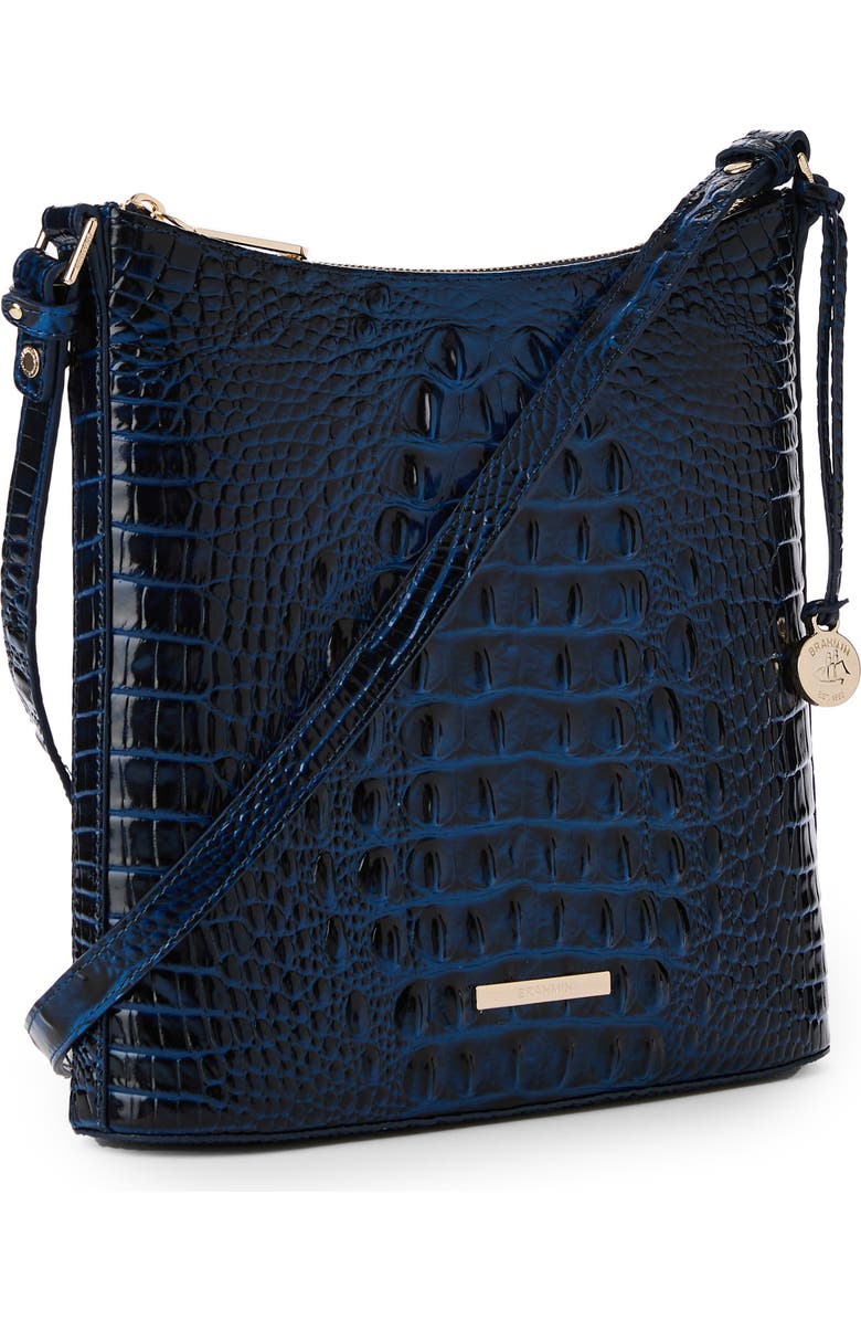 Brahmin Katie Croc Embossed Leather Crossbody Bag, Alternate, color, Anchor