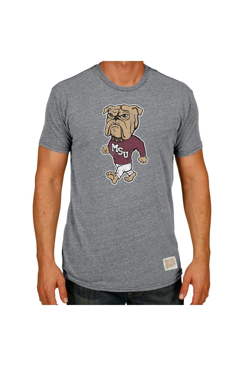 Men's Original Retro Brand Gray Mississippi State Bulldogs Vintage Tri-Blend T-Shirt, Main, color, Gray