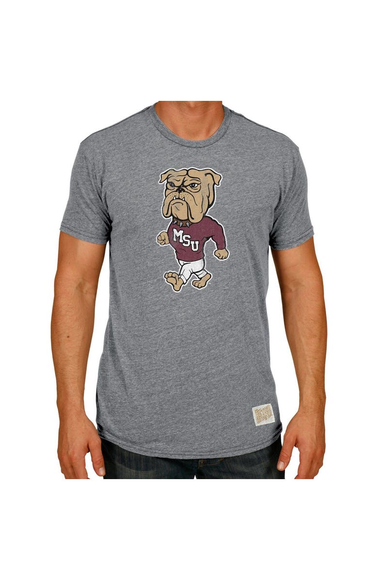 Retro Brand Men's Original Retro Brand Gray Mississippi State Bulldogs Vintage Tri-Blend T-Shirt, Main, color, 