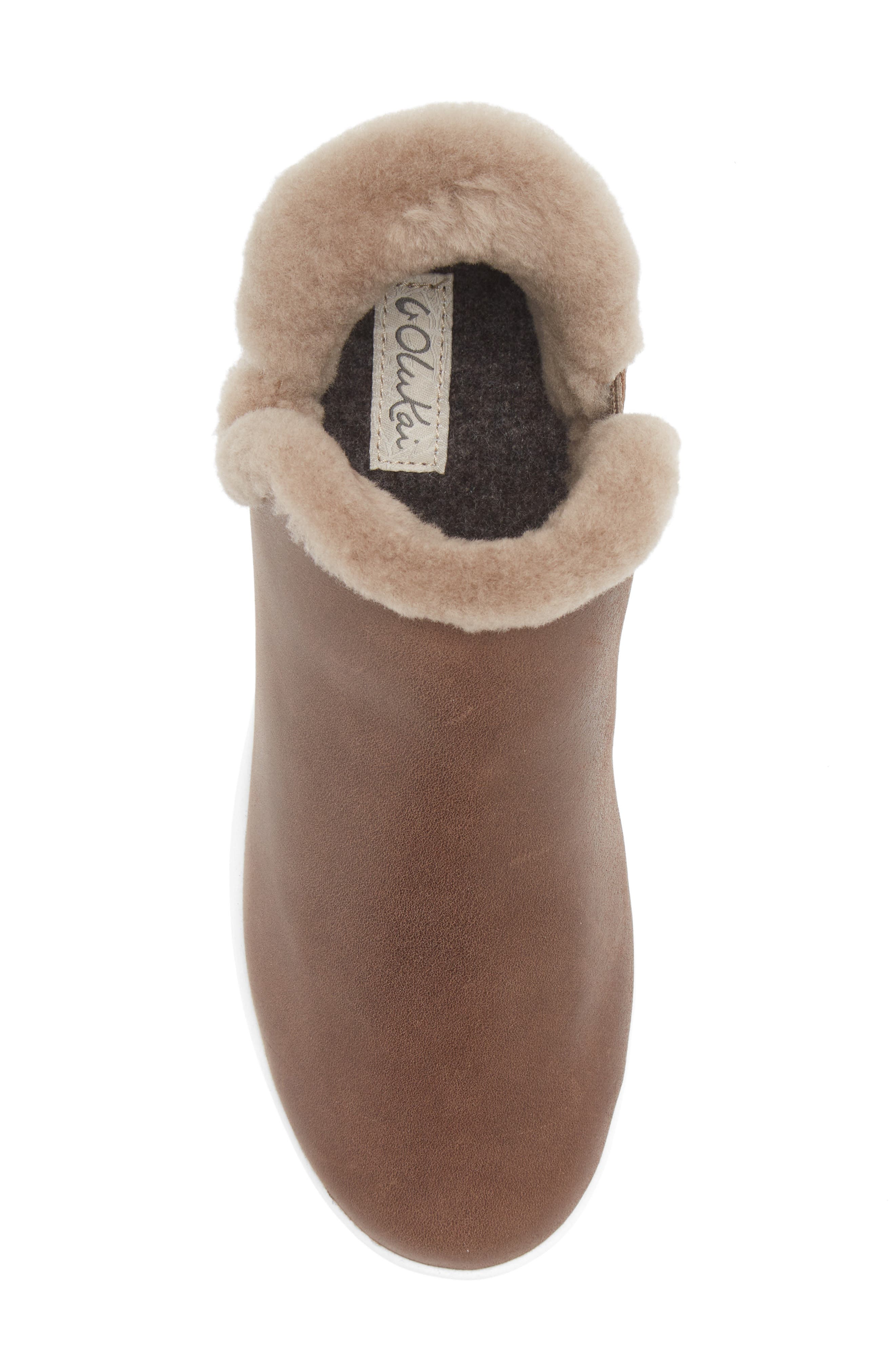 Malua Hulu Genuine Shearling Waterproof Slip-On Sneaker, Alternate, color, WARN TAUPE/ OFF WHITE