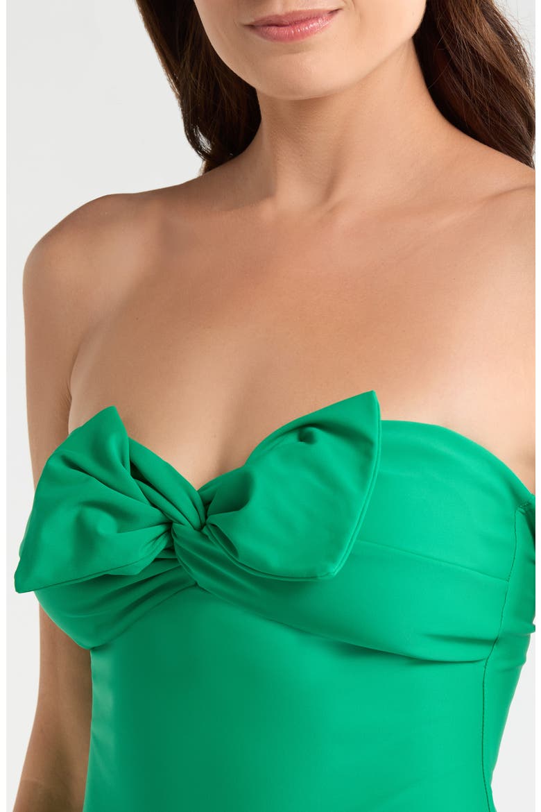 Solid Bow One-Piece Swimsuit, Alternate, color, SEA GREEN