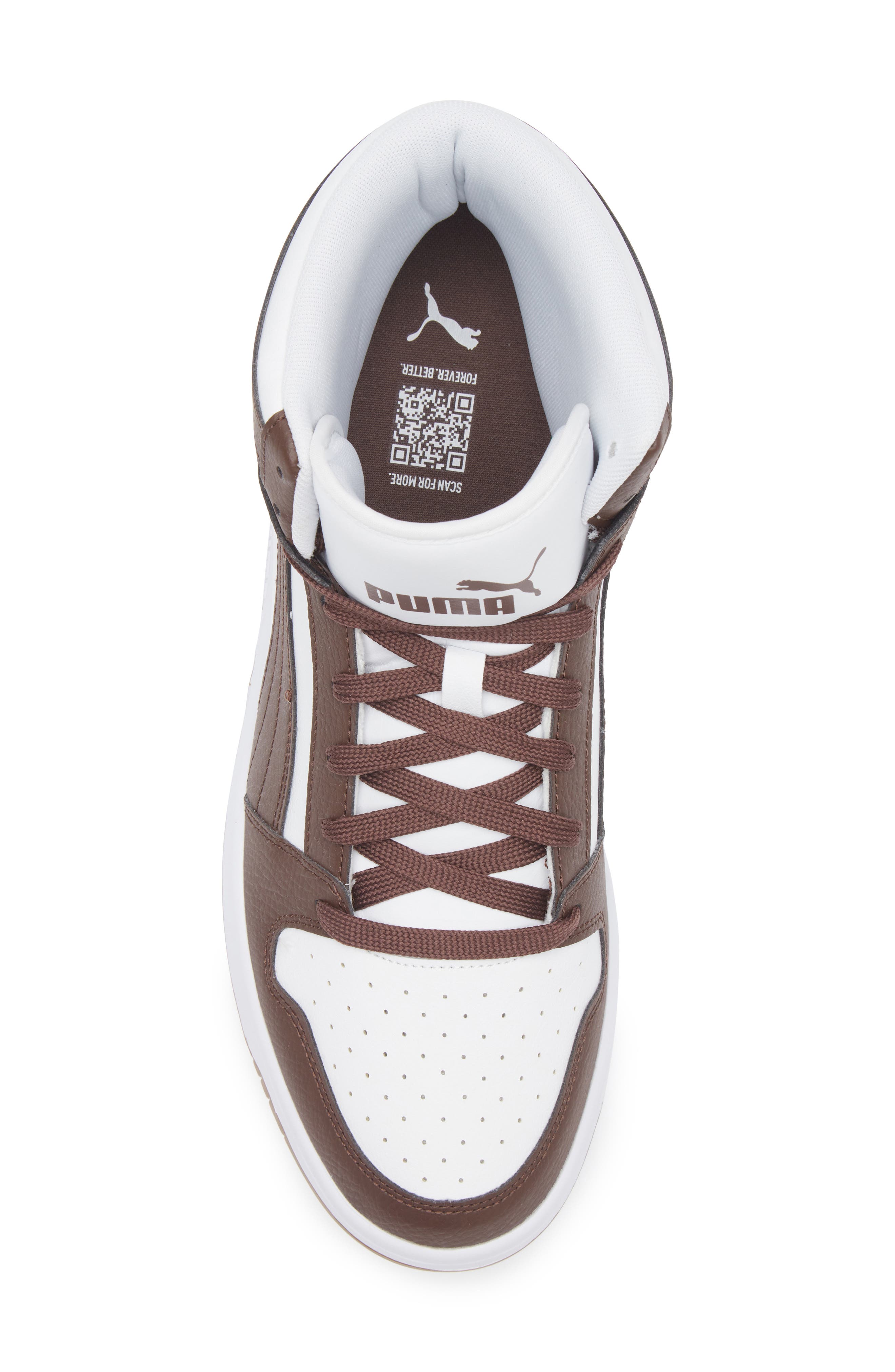 PUMA Rebound Layup High Top Sneaker, Alternate, color, Chocolate Brown/ Puma White