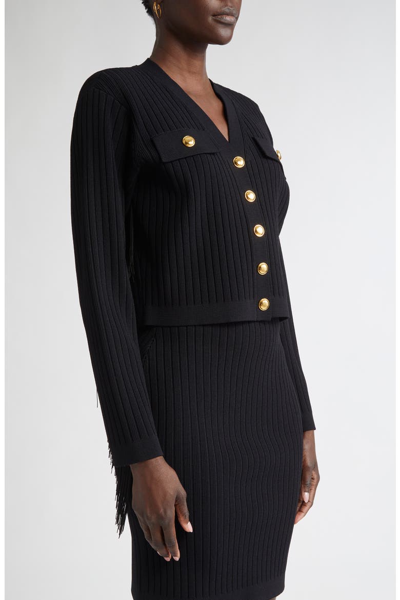 Fringe Flatback Rib Jacket, Alternate, color, BLACK