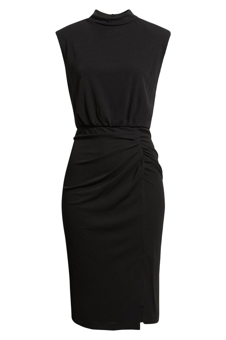 Ruched Knit Dress, Alternate, color, BLACK