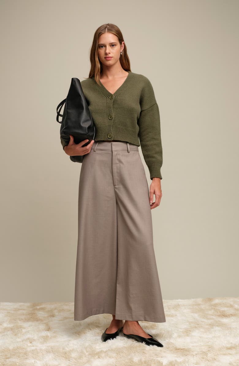 DELUC Martin Pleated Wide Leg Pants, Alternate, color, Light Grey