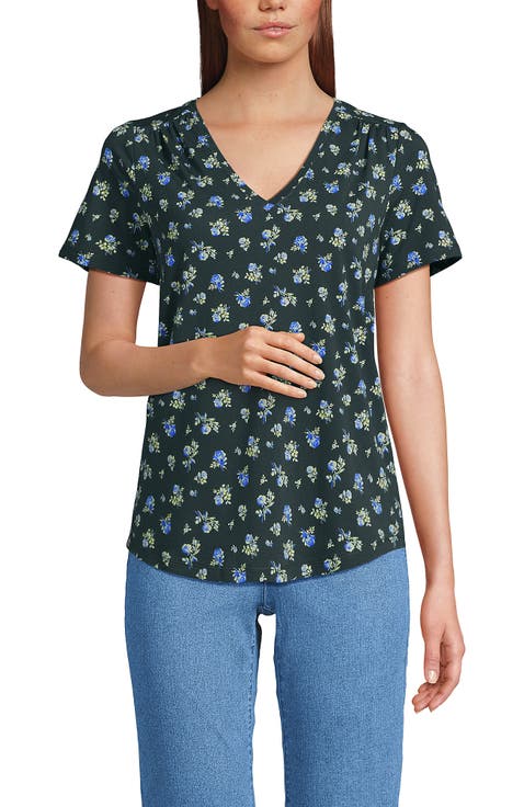 Short Sleeve Lightweight Jersey Gathered Shoulder T-Shirt