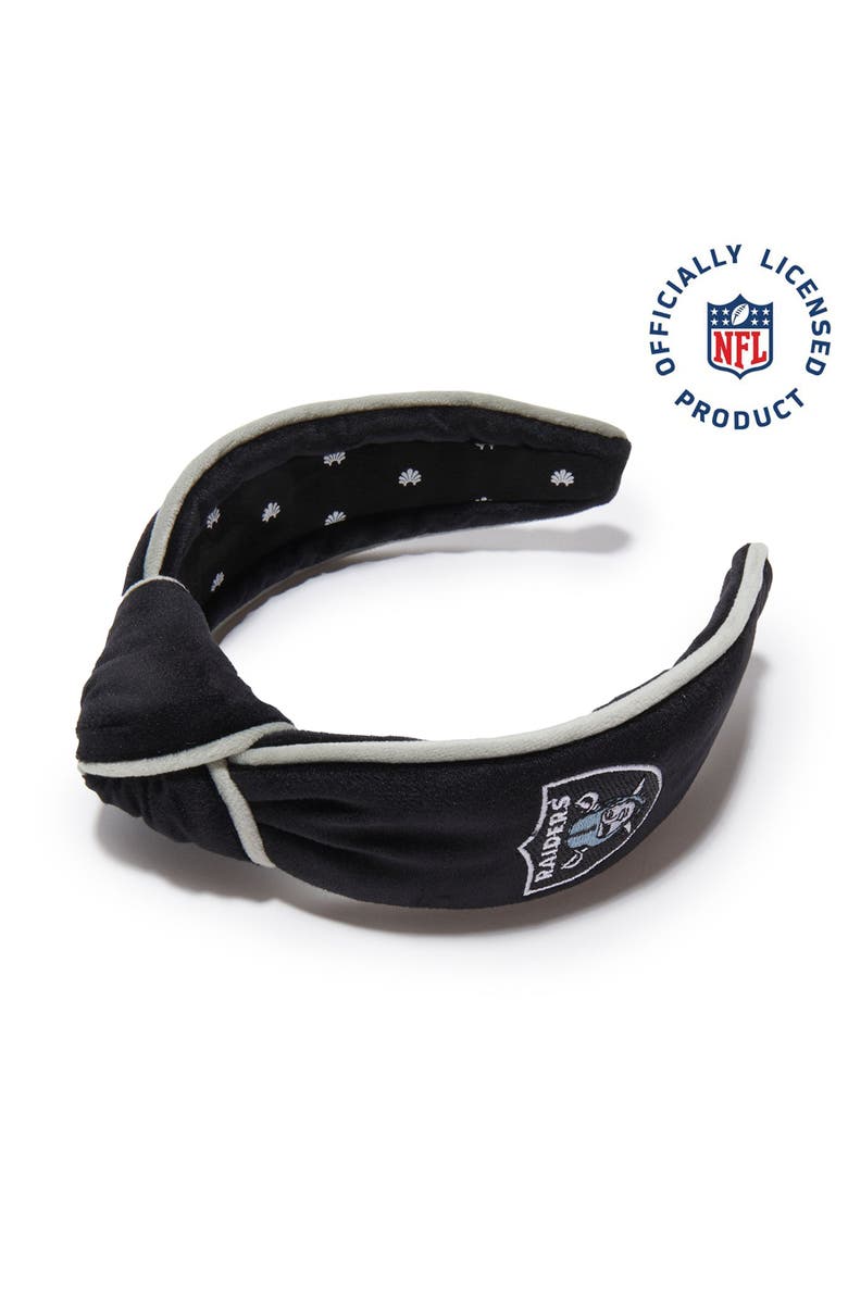 Lele Sadoughi Las Vegas Raiders Embroidered Knotted Headband, Main, color, Jet 001