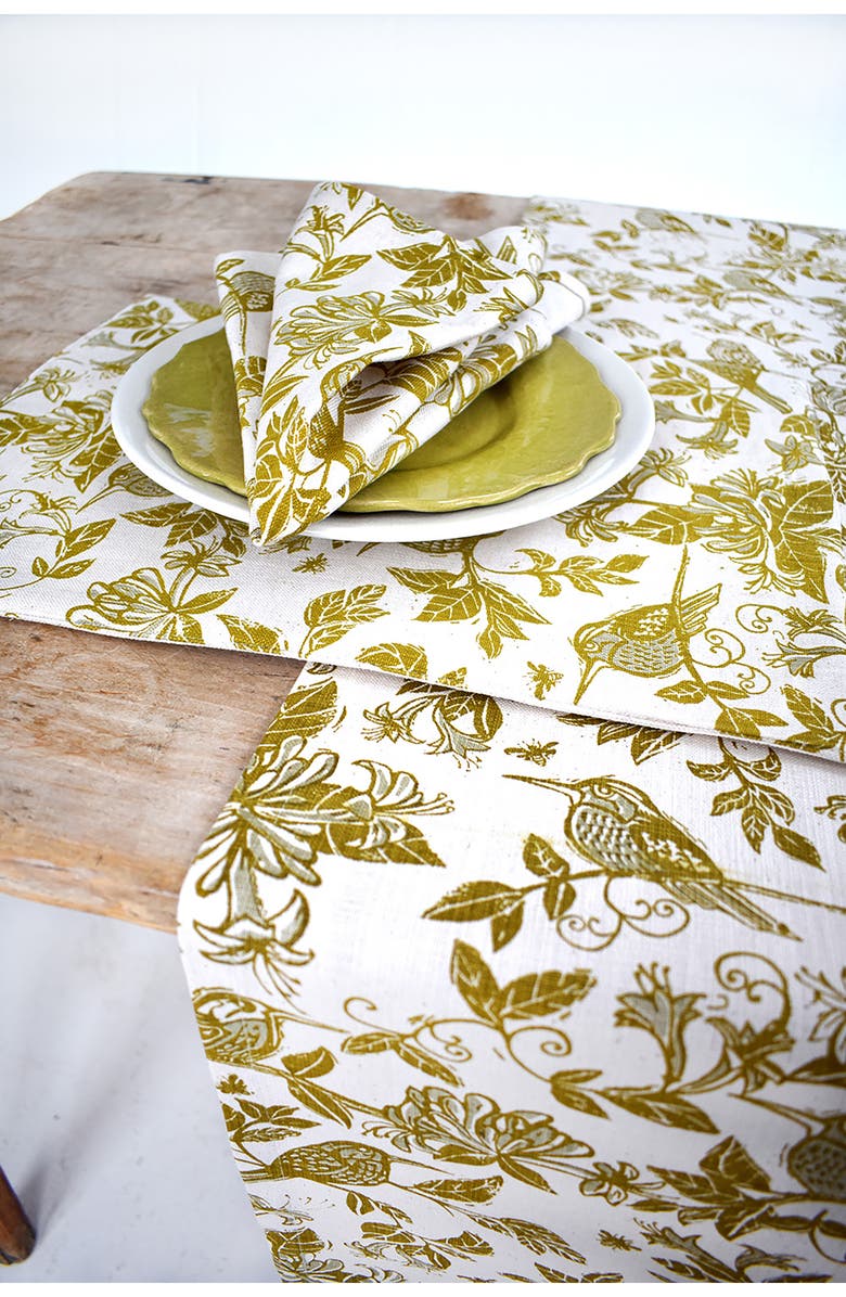 FRENCH HOME Honeysuckle Cotton Twill Dinner Napkins, Alternate, color, Chartreuse