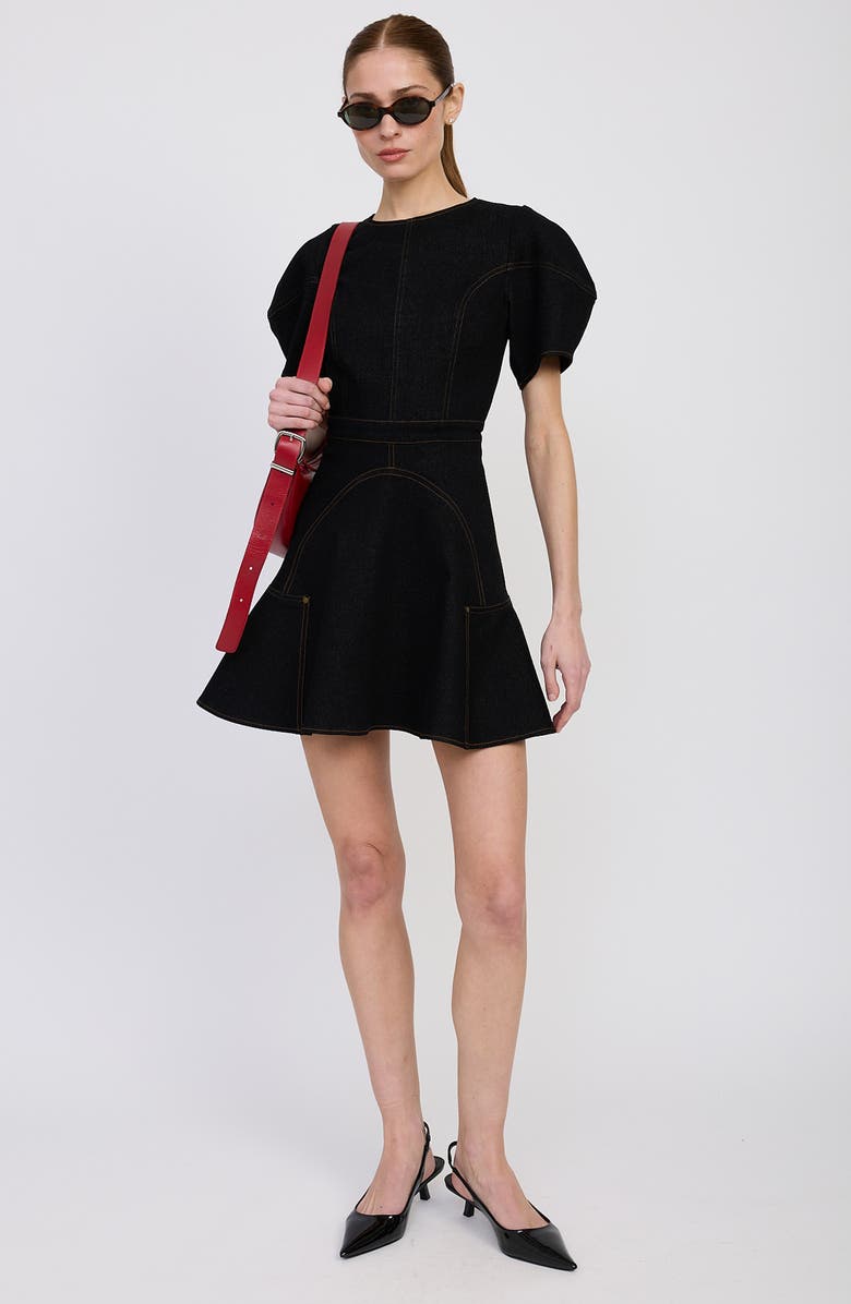En Saison Aaliyah Denim Minidress, Alternate, color, Black