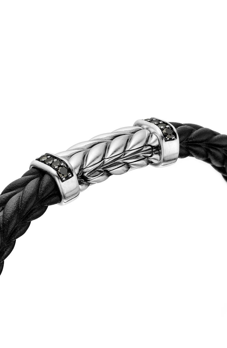 David Yurman 9mm Chevron Rubber Bracelet with Pavé Black Diamonds, Alternate, color, Sterling Silver