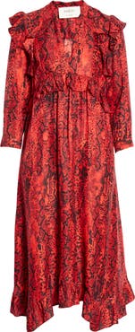 ba&sh Sahara Snakeskin Print Midi Dress