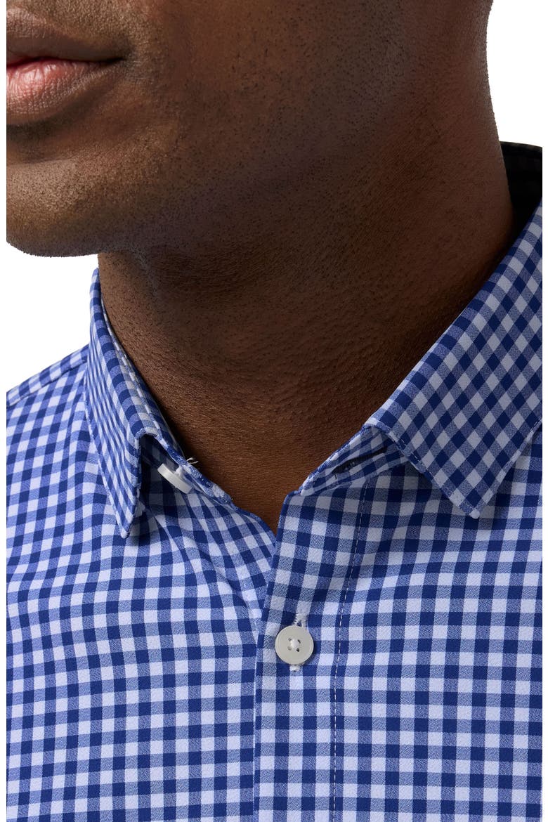Leeward Trim Fit No Tuck Gingham Performance Button-Up Shirt, Alternate, color, COBALT CREW GINGHAM