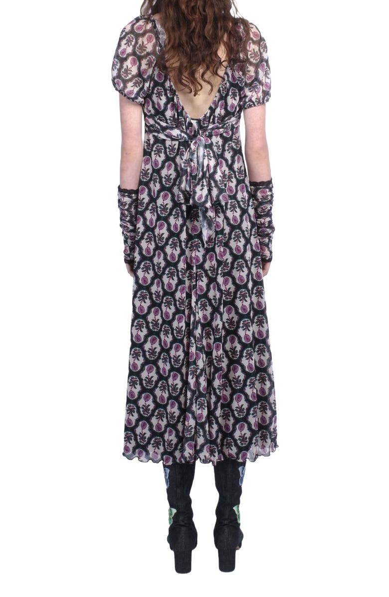 Anna Sui Sleeping Beauty Mesh Bow Dress, Alternate, color, Black/Lilac Multi