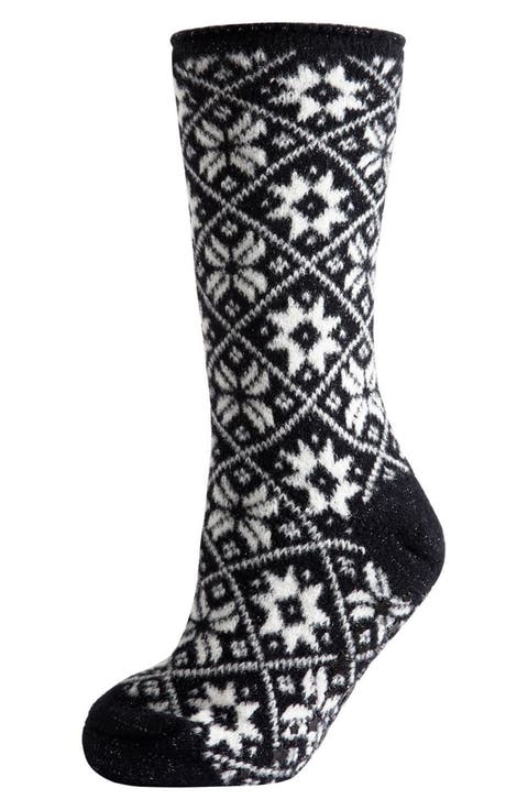 Holiday Snowflake Fleece Lined Crew Socks