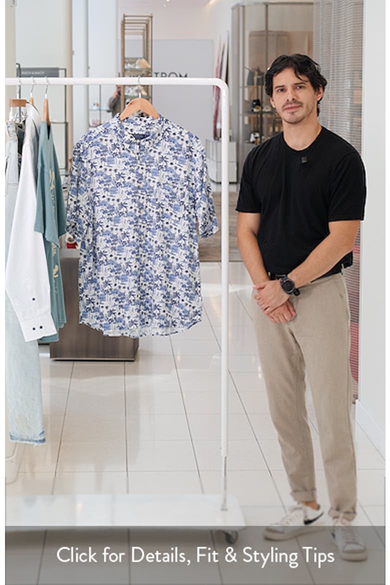 Gasparilla Scenic Print Short Sleeve Linen Blend Button-Down Shirt video