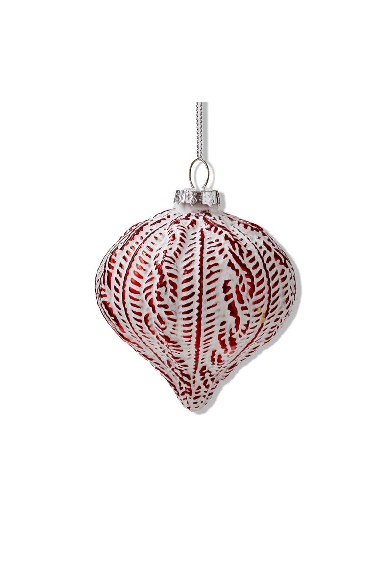 tag Antique Wide Red Drop Ornament - Glass Christmas Decoration, Main, color, Red