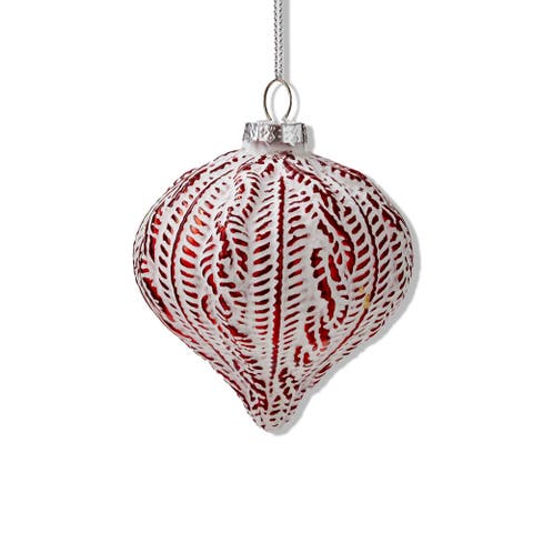 Antique Wide Red Drop Ornament - Glass Christmas Decoration
