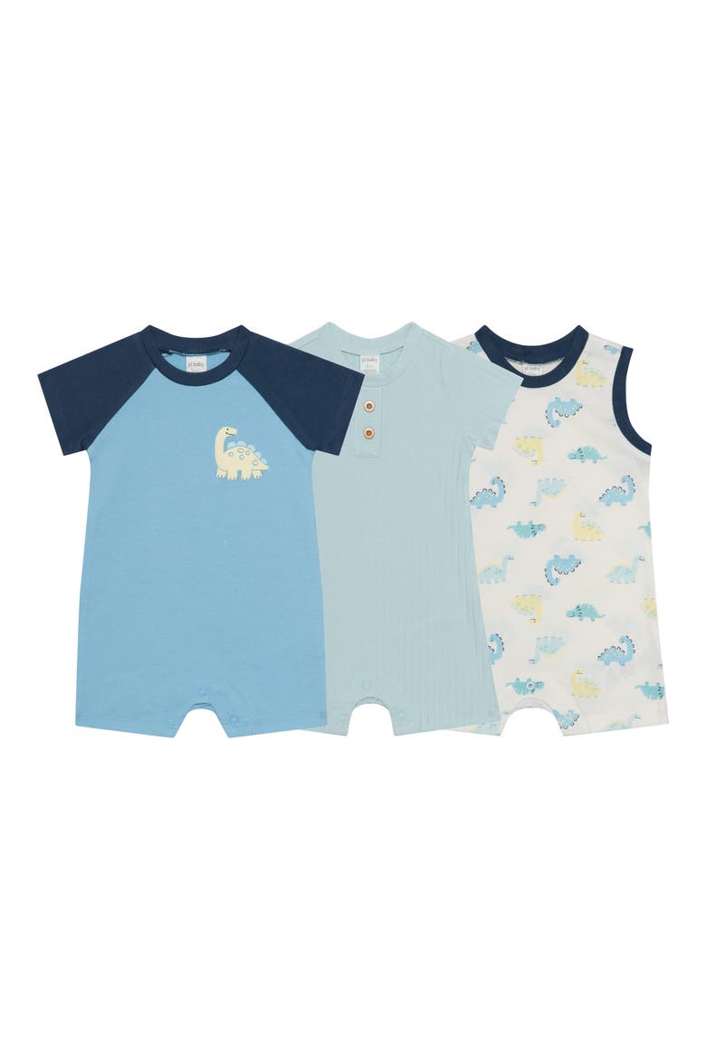 Assorted 3-Pack Animal Rompers, Main, color, DINO