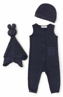 Barefoot Dreams® Waffle Knit Romper, Cap & Bunny Set