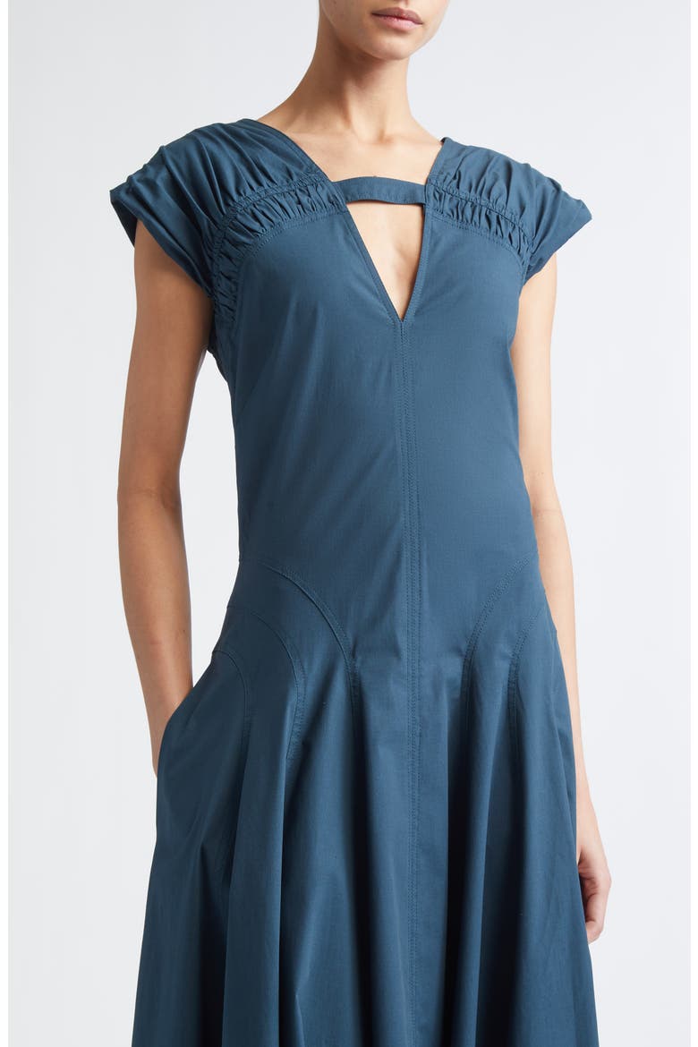 Manoela Ruched Cotton Stretch Poplin Dress, Alternate, color, DARK SPRUCE