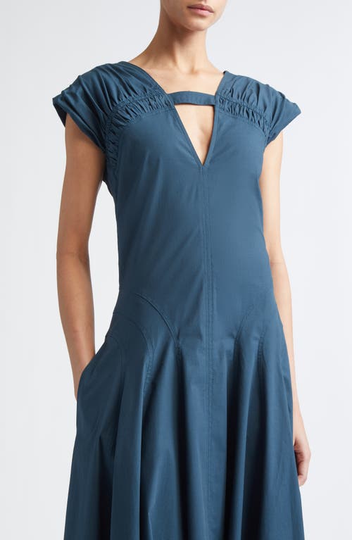 Proenza Schouler Manoela Ruched Cotton Stretch Poplin Dress In Animal Print