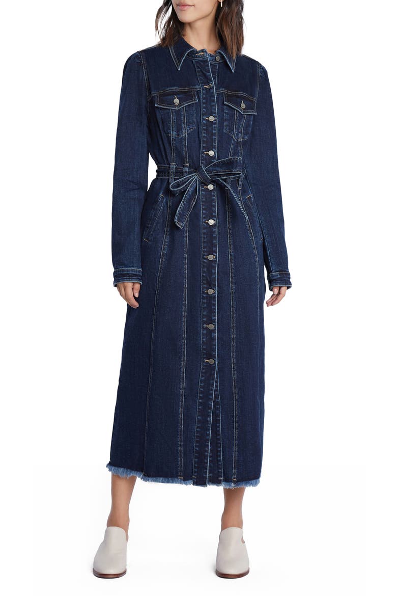 Long Sleeve Denim Shirtdress, Main, color, SEA BLUE