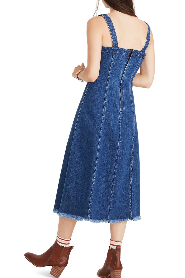 Raw Hem Seamed Denim Dress, Alternate, color, TILSEN WASH