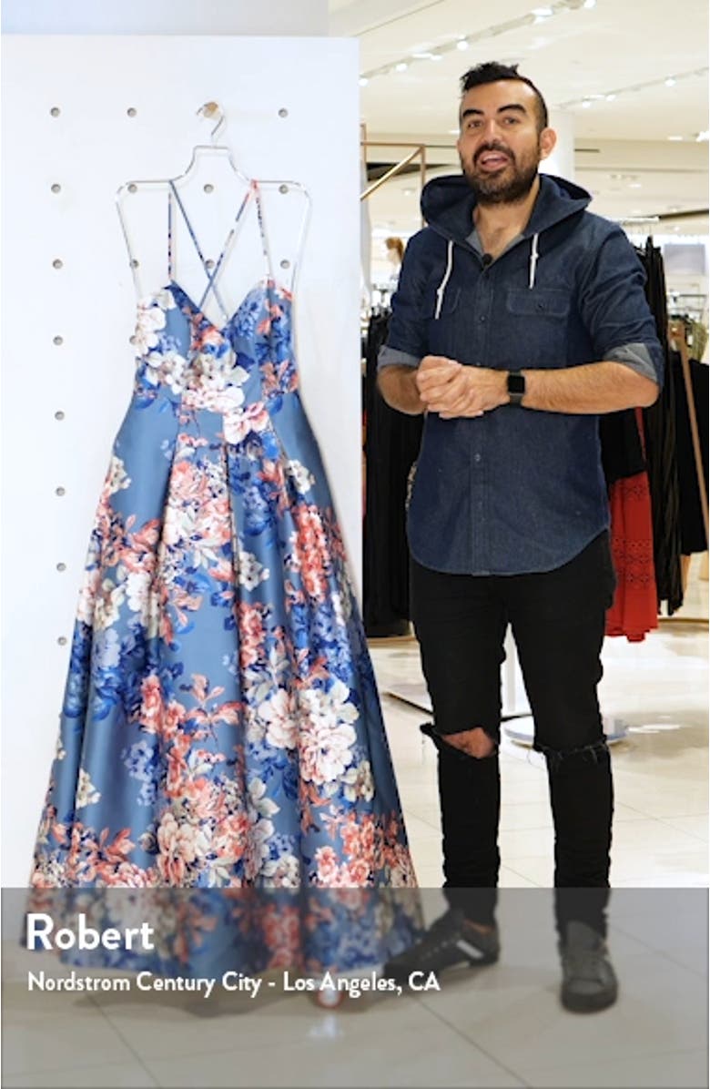 Floral Print Mikado Ballgown, sales video thumbnail