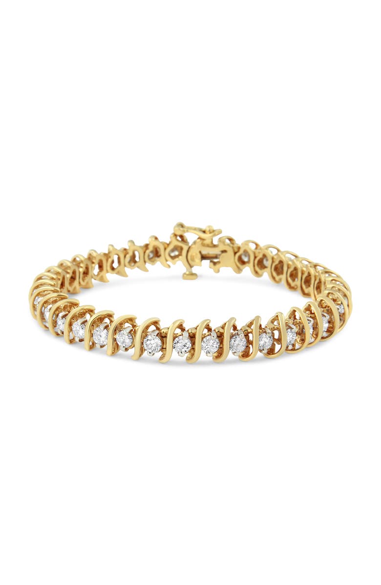 Haus of Brilliance AGS Certified 18K Gold 5.0 Cttw "S" Link Diamond Tennis Bracelet, Main, color, Yellow