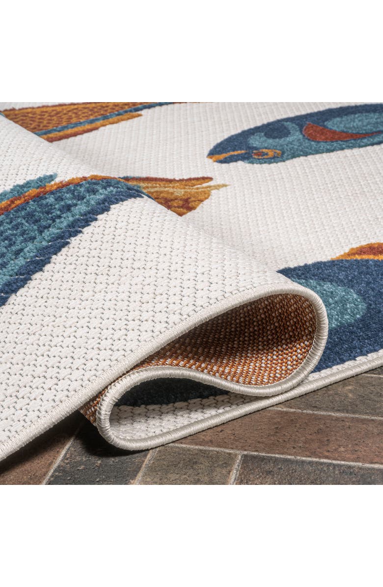 JONATHAN Y Algarve Modern Fish High-Low Indoor/Outdoor Area Rug, Alternate, color, Navy/Orange/Cream