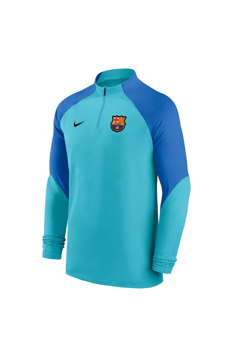 Nike Men's Nike Blue Barcelona 2022/23 Strike Drill Performance Raglan Quarter-Zip Long Sleeve Top, Alternate, color, 