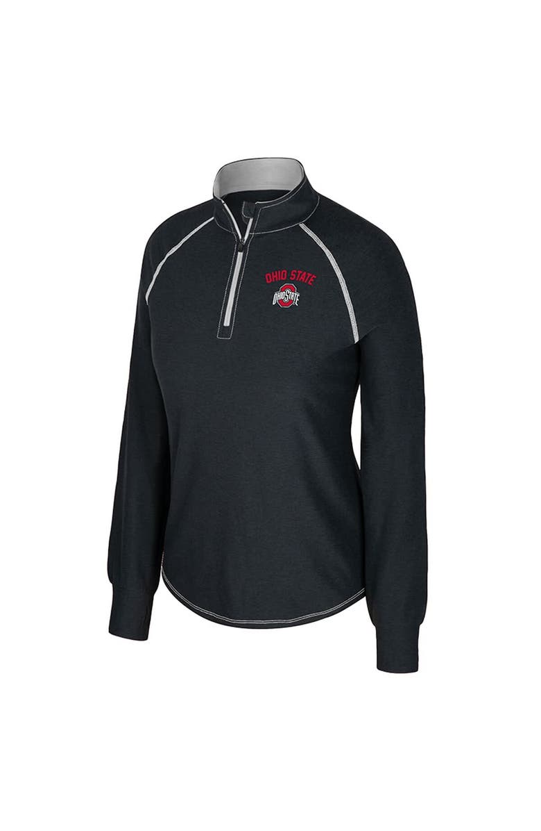 COLOSSEUM Women's Colosseum Black Ohio State Buckeyes Bikram Raglan Quarter-Zip Top, Alternate, color, Black