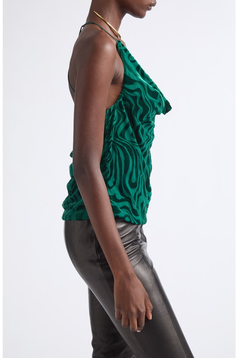 Amy Cowl Neck Halter Top, Alternate, color, DEEP EMERALD SWIRL