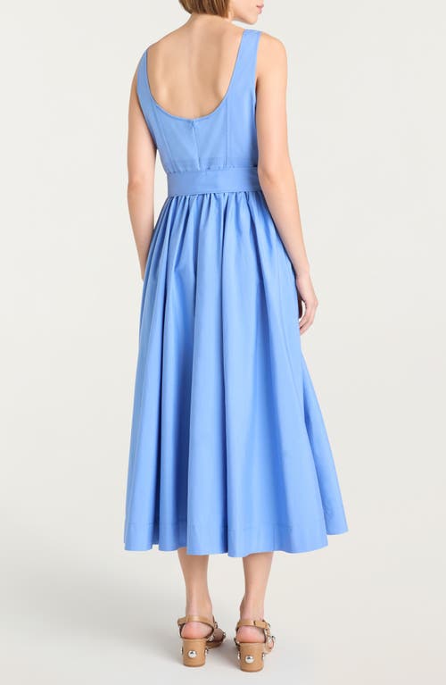 Cinq À Sept Kilah Cotton Blend Midi Dress In Blue