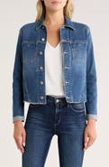 L'AGENCE Janelle Slim Fit Raw Hem Denim Trucker Jacket